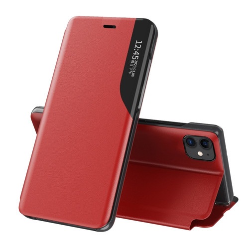 iPhone 15 Plus Side Display Flip Leather Phone Case - Red