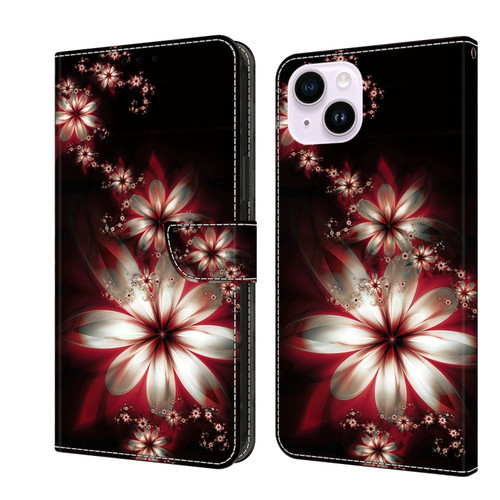 iPhone 15 Plus Crystal 3D Shockproof Protective Leather Phone Case - Fantastic Flower