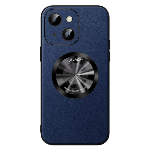 iPhone 15 Plus SULADA Microfiber Leather MagSafe Magnetic Phone Case - Blue