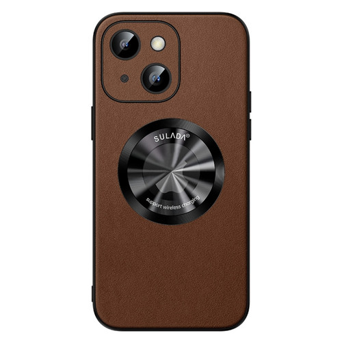 iPhone 15 Plus SULADA Microfiber Leather MagSafe Magnetic Phone Case - Brown