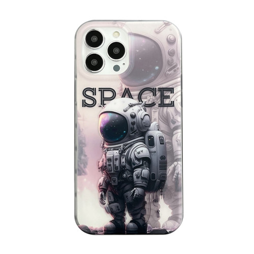 iPhone 14 Pro Max Dual-side IMD Astronaut Frosted Phone Case - Light Grey