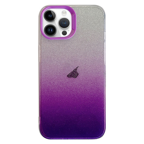 iPhone 14 Pro Max Double Sided IMD Gradient Glitter PC Phone Case - Purple