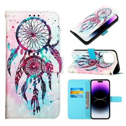 iPhone 14 Pro Max 3D Painting Horizontal Flip Leather Phone Case  - Color Drop Wind Chimes