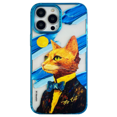 iPhone 14 Pro Max Oil Painting Pattern PC Phone Case - Mr Cat