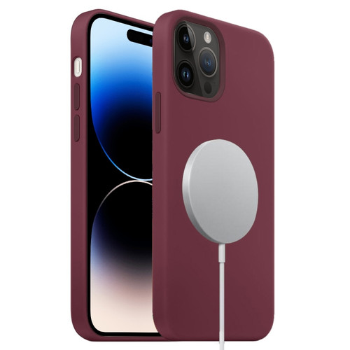 iPhone 14 Pro Max MagSafe Liquid Silicone Full Coverage Phone Case - Wine Red