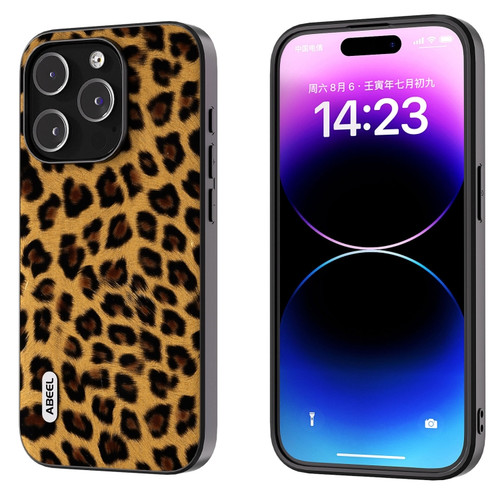 iPhone 14 Pro Max ABEEL Black Edge Leopard Phone Case - Golden Leopard