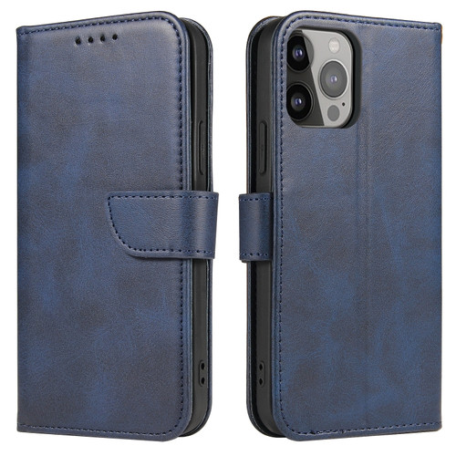 iPhone 14 Pro Max Calf Texture Buckle Flip Leather Phone Case  - Blue