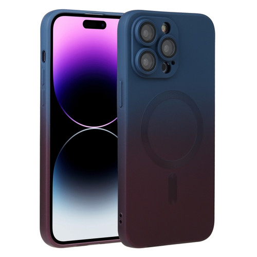 iPhone 14 Pro Max Liquid TPU Silicone Gradient MagSafe Phone Case - Blue Purple