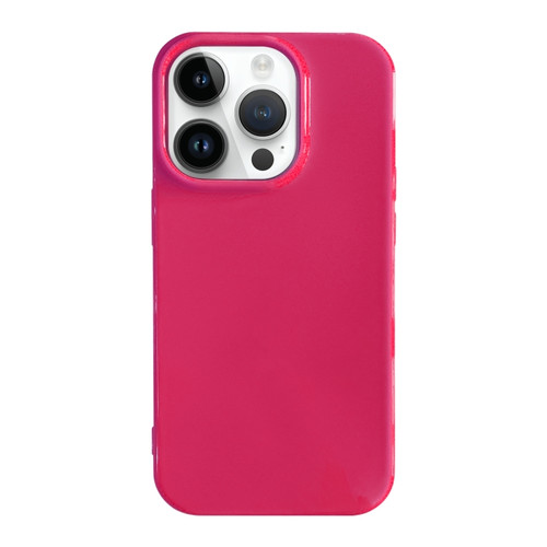 iPhone 14 Pro Max Shockproof Solid Color TPU Phone Case - Rose Red