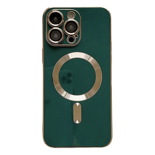 iPhone 14 Pro Max Magsafe Plating TPU Phone Case with Lens Film - Green