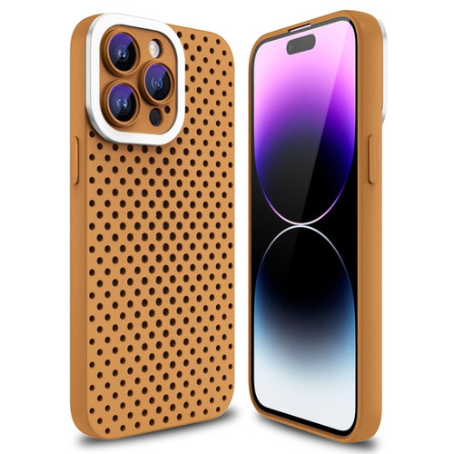iPhone 14 Pro Max Hollow Heat Dissipation TPU Phone Case - Brown