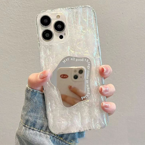 iPhone 14 Pro Max Embossed Rock Texture Mirror TPU Phone Case - Translucent