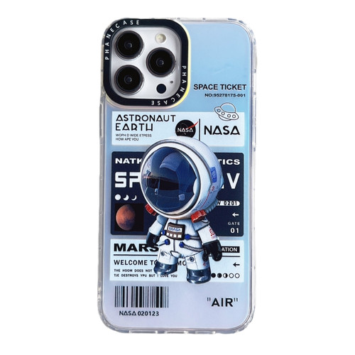 iPhone 14 Pro Max Astronaut Pattern Shockproof PC Protective Phone Case - White