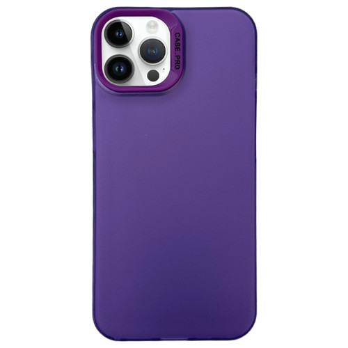 iPhone 14 Pro Max Semi Transparent Frosted PC Phone Case - Purple