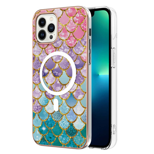 iPhone 14 Pro Max Marble Pattern Dual-side IMD Magsafe TPU Phone Case - Colorful Scales