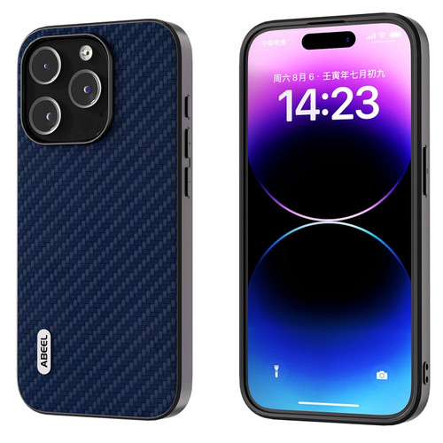 iPhone 14 Pro Max ABEEL Carbon Fiber Texture Protective Phone Case - Dark Blue