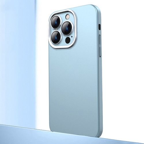 iPhone 14 Pro Max Frosted Metal Material Phone Case with Lens Protection - Light Blue