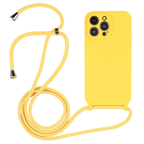 iPhone 14 Pro Max Crossbody Lanyard Liquid Silicone Case - Yellow