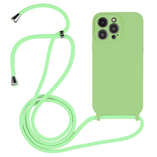 iPhone 14 Pro Max Crossbody Lanyard Liquid Silicone Case - Matcha Green