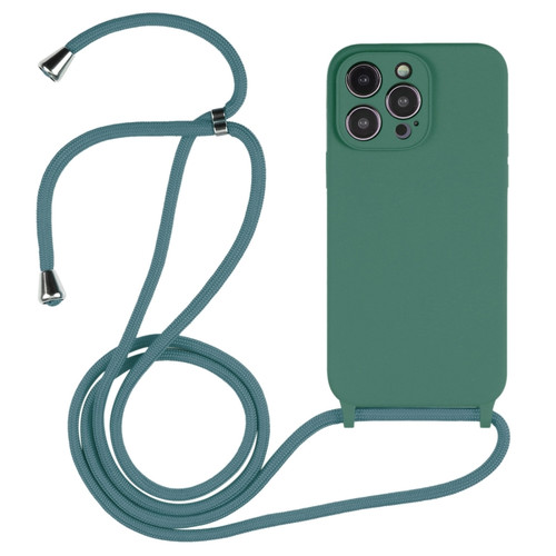 iPhone 14 Pro Max Crossbody Lanyard Liquid Silicone Case - Emerald Green