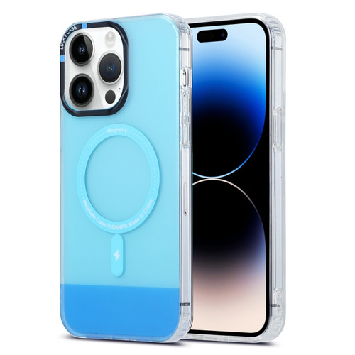 iPhone 14 Pro Max PC + TPU IMD MagSafe Magnetic Phone Case - Blue