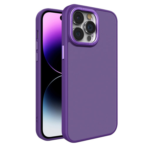 iPhone 14 Pro Max All-inclusive TPU Edge Acrylic Back Phone Case - Deep Purple
