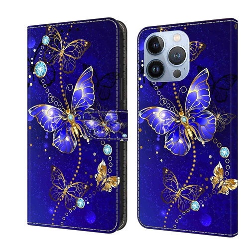 iPhone 14 Pro Max Crystal 3D Shockproof Protective Leather Phone Case - Diamond Butterfly