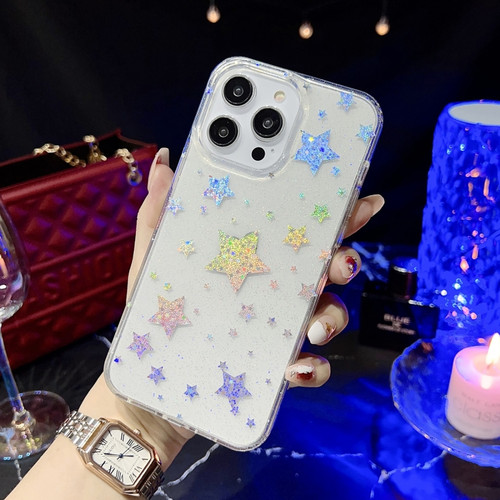 iPhone 14 Pro Max Little Star Series Glitter Powder TPU Phone Case - Pentangle