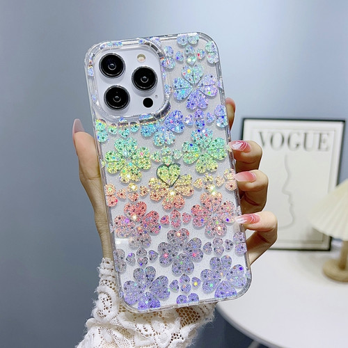 iPhone 14 Pro Max Little Star Series Glitter Powder TPU Phone Case - Clover