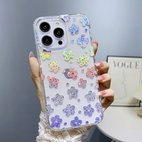 iPhone 14 Pro Max Little Star Series Glitter Powder TPU Phone Case - Lucky Clover