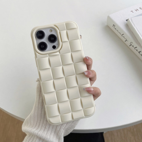 iPhone 14 3D Cube Weave Texture Skin Feel Phone Case - Beige