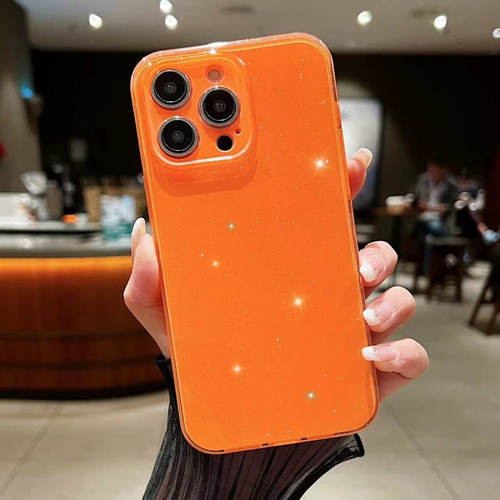 iPhone 14 Jelly Glitter Solid Color TPU Phone Case - Orange