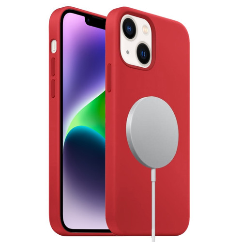 iPhone 14 MagSafe Liquid Silicone Full Coverage Phone Case - Red