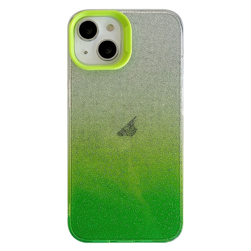 iPhone 14 Double Sided IMD Gradient Glitter PC Phone Case - Green