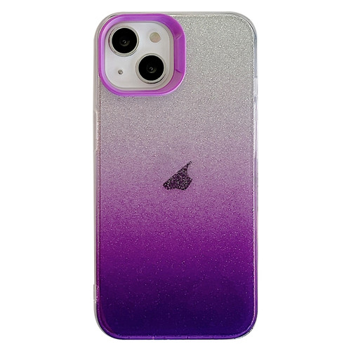 iPhone 14 Double Sided IMD Gradient Glitter PC Phone Case - Purple