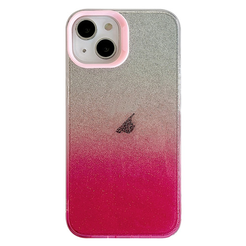 iPhone 14 Double Sided IMD Gradient Glitter PC Phone Case - Pink