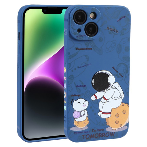 iPhone 14 Astronaut Pattern Frosted TPU Phone Case - Blue