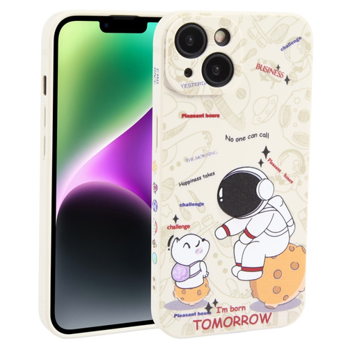 iPhone 14 Astronaut Pattern Frosted TPU Phone Case - White
