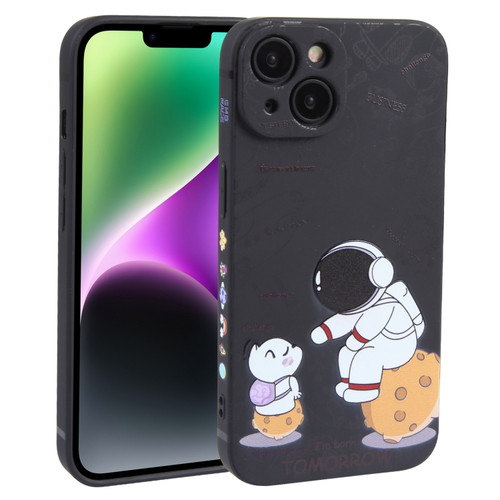 iPhone 14 Astronaut Pattern Frosted TPU Phone Case - Black