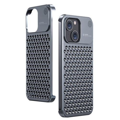 iPhone 14 Aromatherapy Aluminum Alloy Cooling Phone Case - Grey