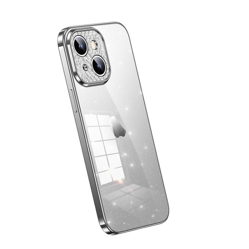 iPhone 14 SULADA Electroplated Transparent Glittery TPU Phone Case - Silver