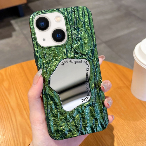 iPhone 14 Embossed Rock Texture Mirror TPU Phone Case - Green