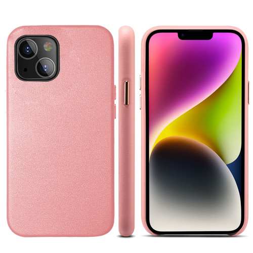 iPhone 14 Lamb Grain PU Back Cover Phone Case - Pink