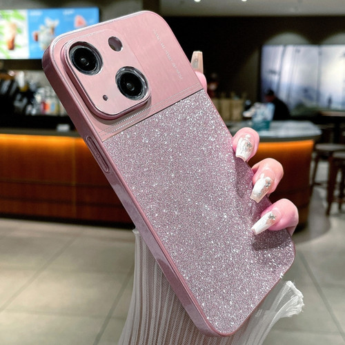 iPhone 14 Metallic Glitter Powder Shockproof Phone Case - Pink