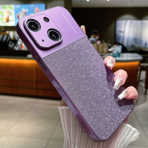 iPhone 14 Metallic Glitter Powder Shockproof Phone Case - Purple