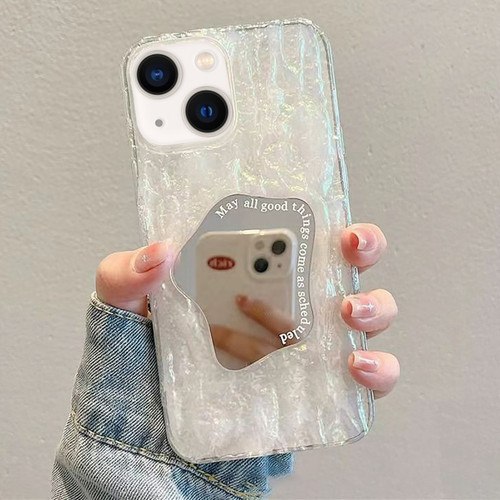 iPhone 14 Embossed Rock Texture Mirror TPU Phone Case - Translucent