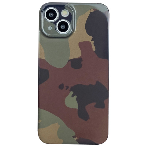 iPhone 14 Camouflage Pattern Film PC Phone Case - Green Camouflage