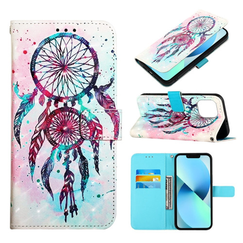 iPhone 14 3D Painting Horizontal Flip Leather Phone Case  - Color Drop Wind Chimes