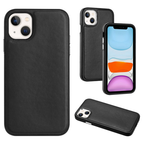 iPhone 14 Leather Texture Full Coverage Phone Case - Black