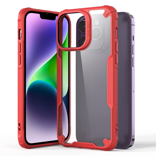 iPhone 14 Four-corner Glossy Shockproof Phone Case - Red